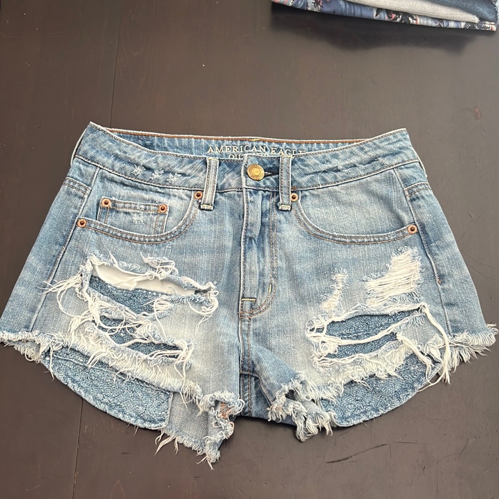 American eagle high rise size 2 Jean shorts with holes